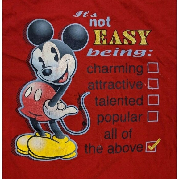 Vintage 90s Mickey Unlimited Disney Its Not Easy Mouse Tee Tshirt XL Jerry Leigh - Picture 2 of 5
